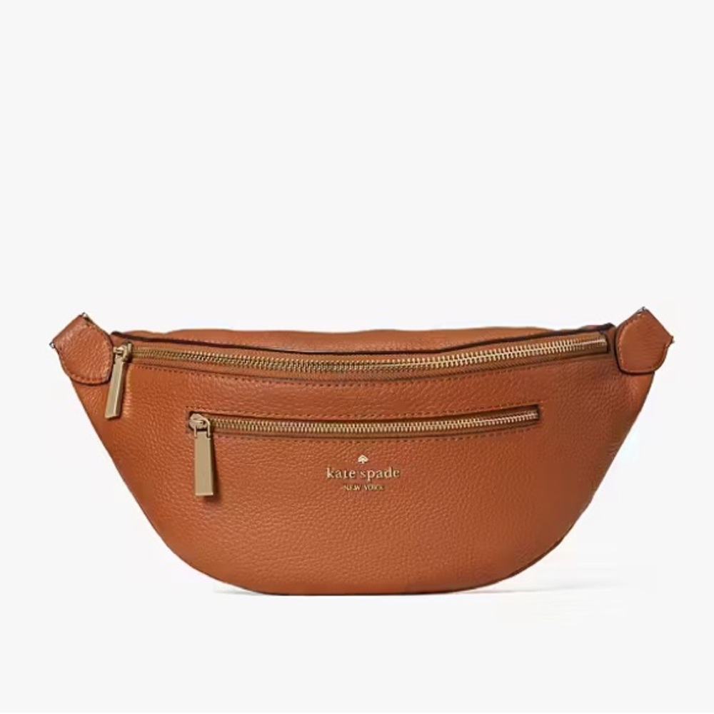 NWT Kate Spade ♠️ LEILA Pebbled Leather Belt Bag Warm Gingerbread Brown